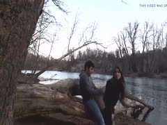 Sex is captured on a covert camera as the lustful wife enjoys masturbating outside.